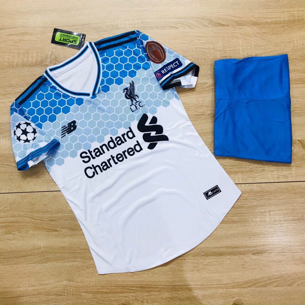 Áo bóng đá CLB Liverpool màu trắng phối xanh mới nhất 2020