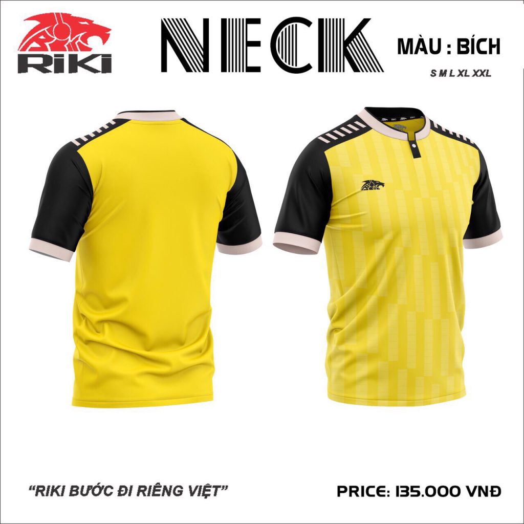 Áo bóng đá không logo Riki Neck màu vàng mới nhất 2020