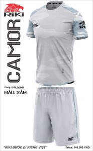 Áo bóng đá không logo Riki Camor màu xám mới nhất năm 2020