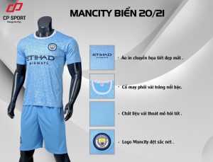 Áo bóng đá CLB Man City màu xanh da trời mùa giải 2020-2021
