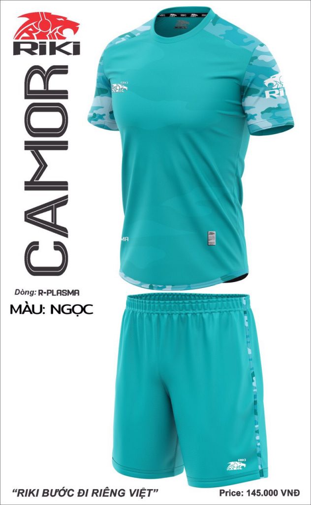 Áo bóng đá không logo Riki Camor màu xanh ngọc mới nhất năm 2020