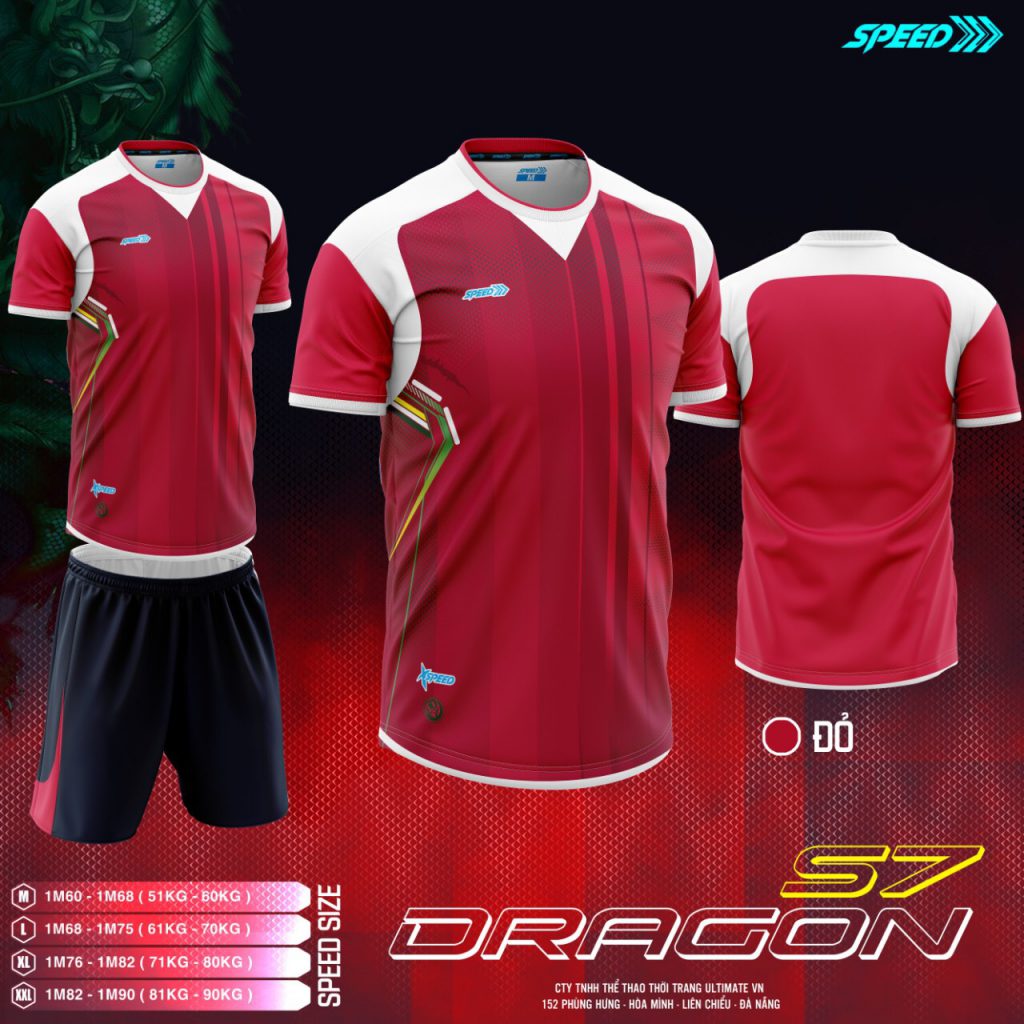 Áo bóng đá không logo Speed Dragon màu đỏ mới nhất 2020