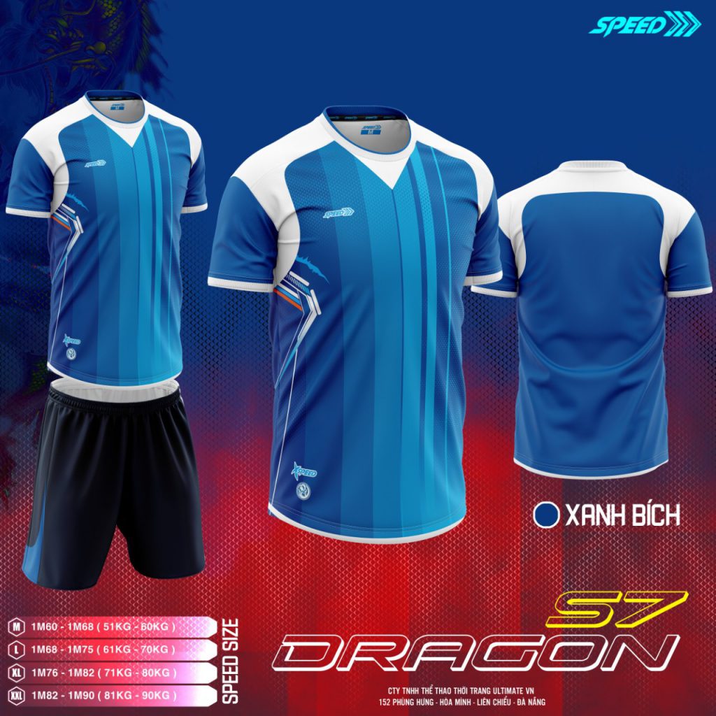 Áo bóng đá không logo Speed Dragon màu xanh bích mới nhất 2020