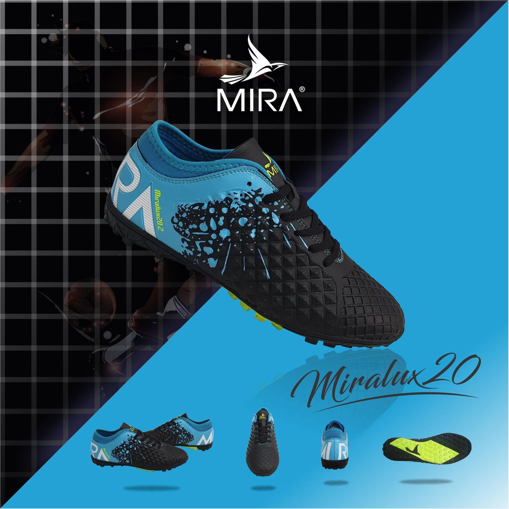 Giày bóng  đá  Mira Lux 2.0 màu Đen Phối Xanh Ngọc