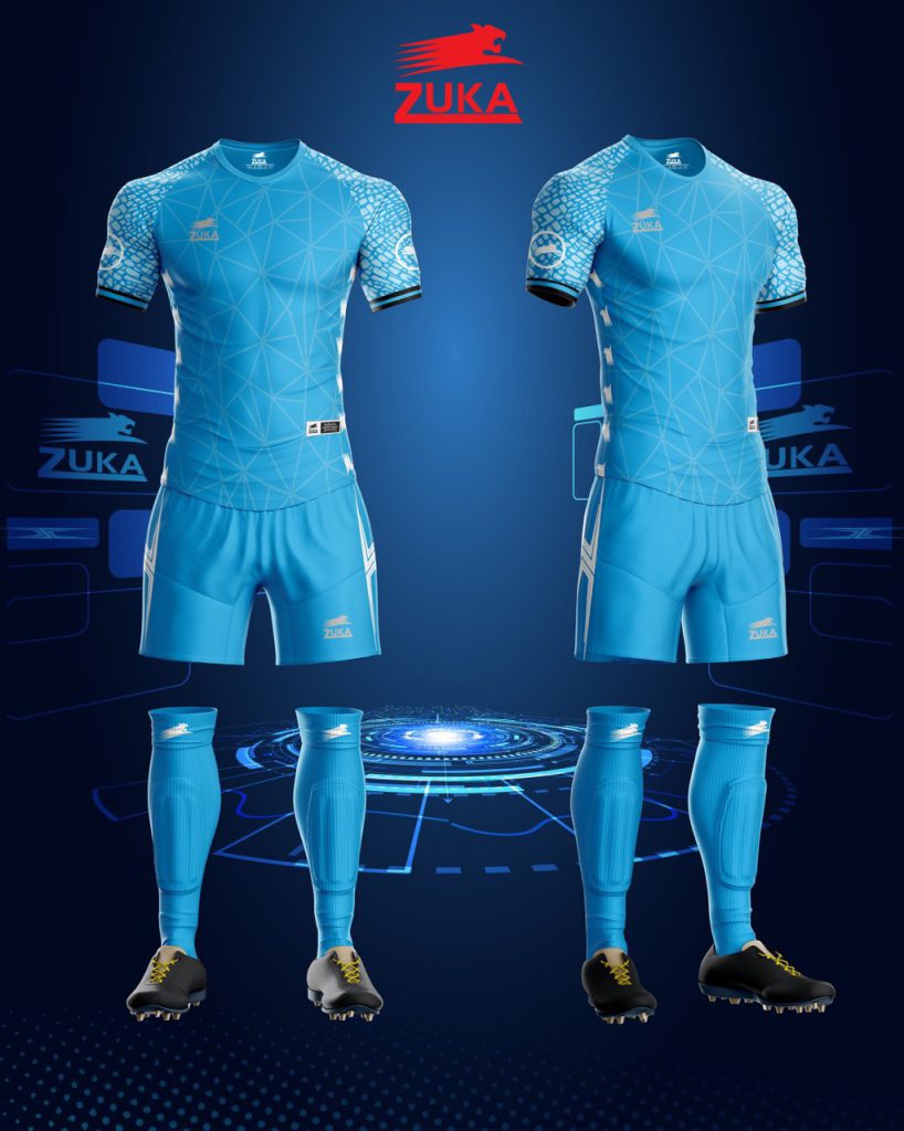 Áo bóng đá zuka thun thái cao cấp màu xanh dương