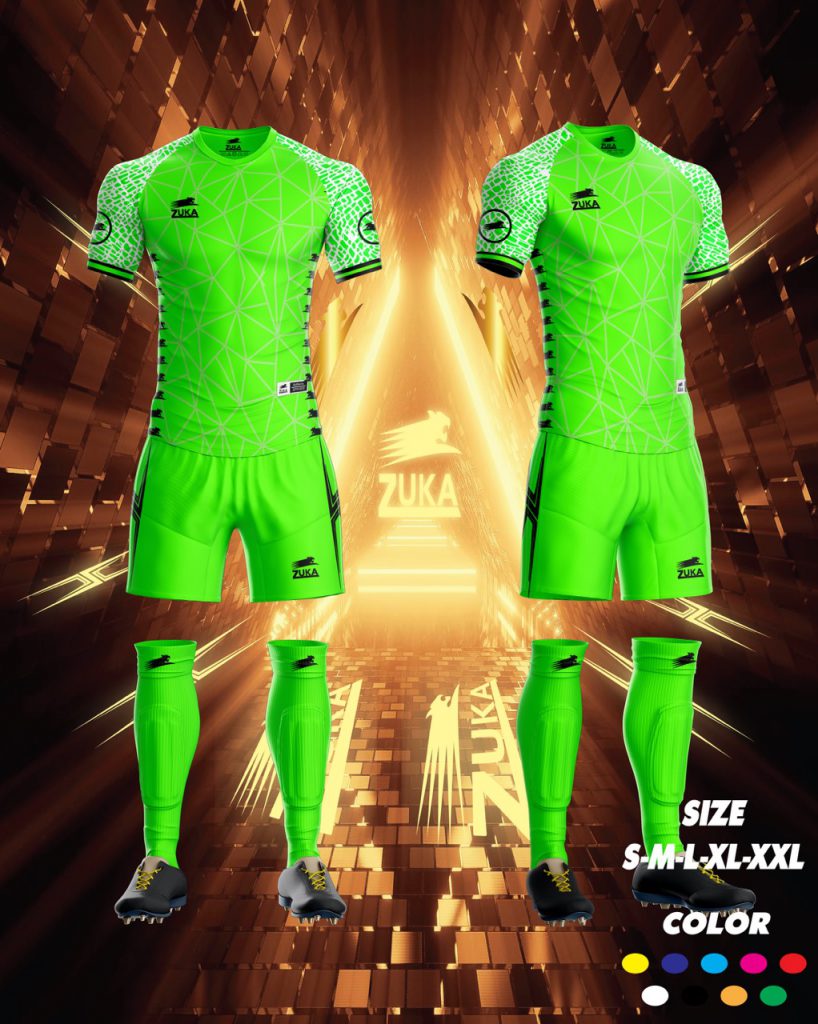 Áo bóng đá zuka thun thái cao cấp màu xanh lá mạ