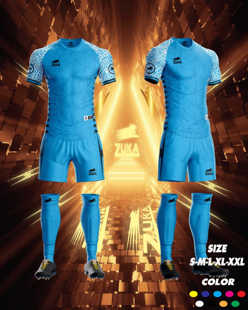 Áo bóng đá zuka thun thái cao cấp màu xanh dương