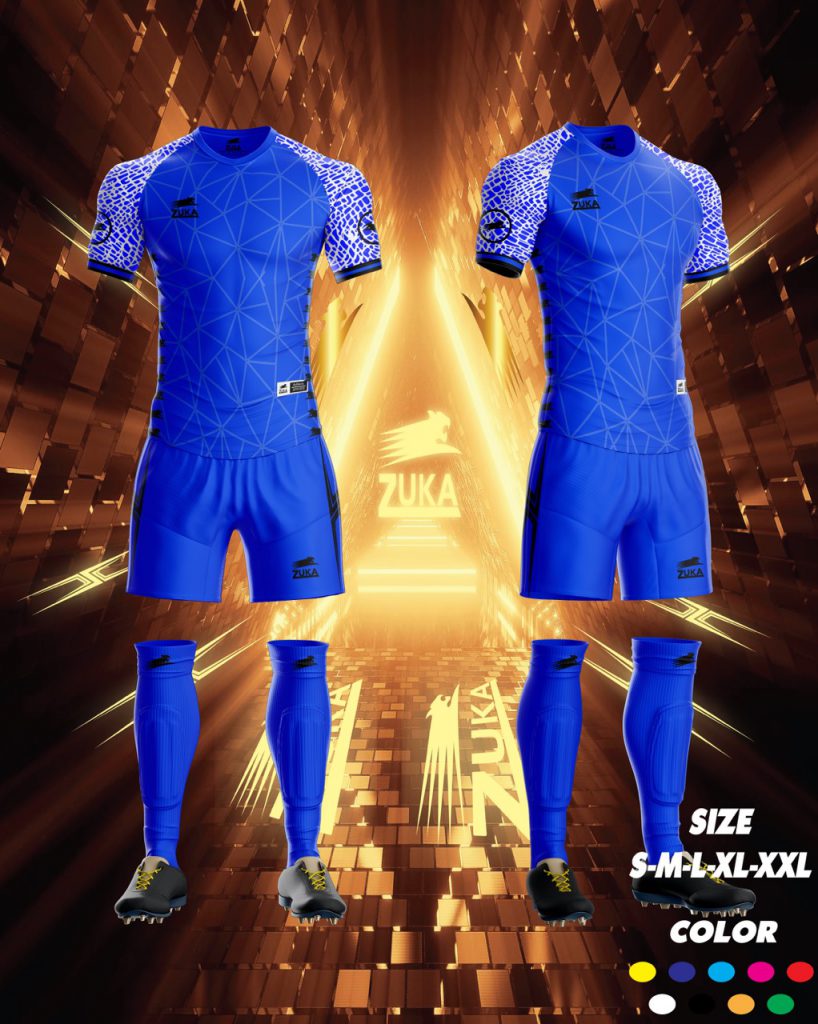 Áo bóng đá zuka thun thái cao cấp màu xanh biển
