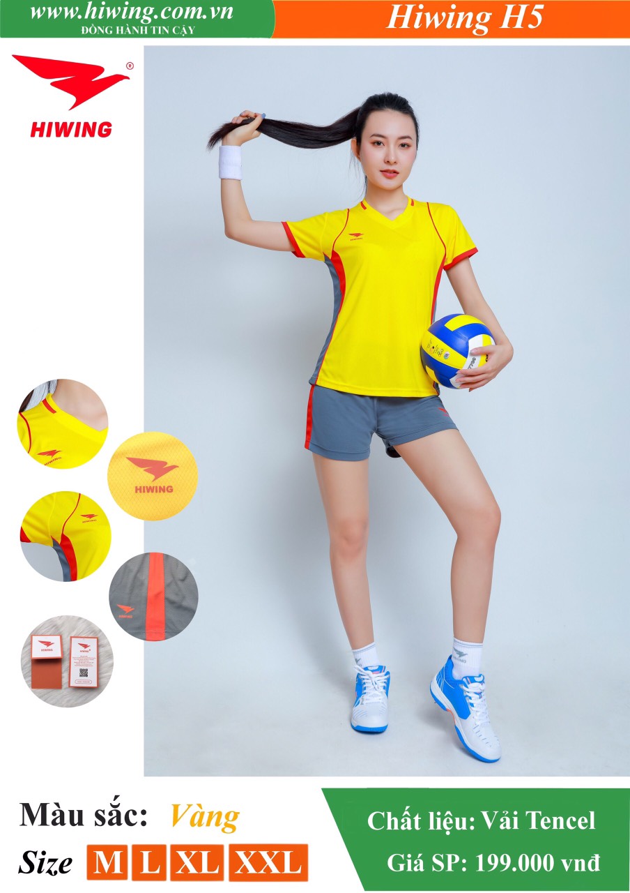 Áo bóng chuyền Nữ Hiwing FIVE - H5 màu Vàng