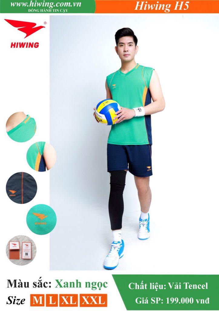 Áo bóng chuyền Nam Hiwing FIVE – H5 chính hãng màu Xanh Ngọc