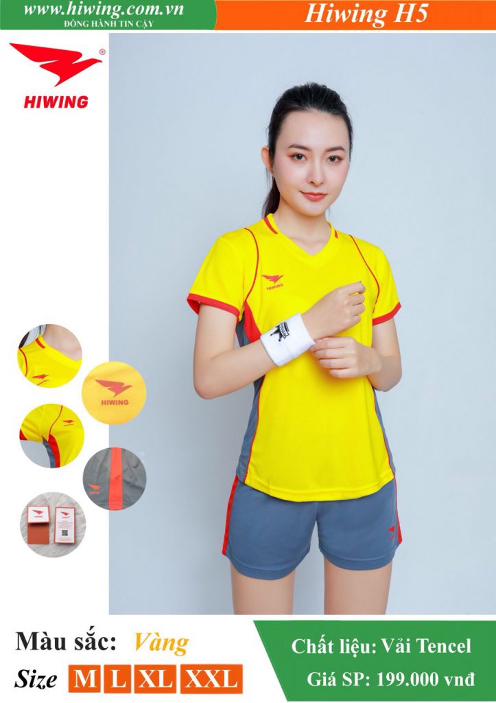 Áo bóng chuyền Nữ Hiwing FIVE – H5 chính hãng màu Vàng