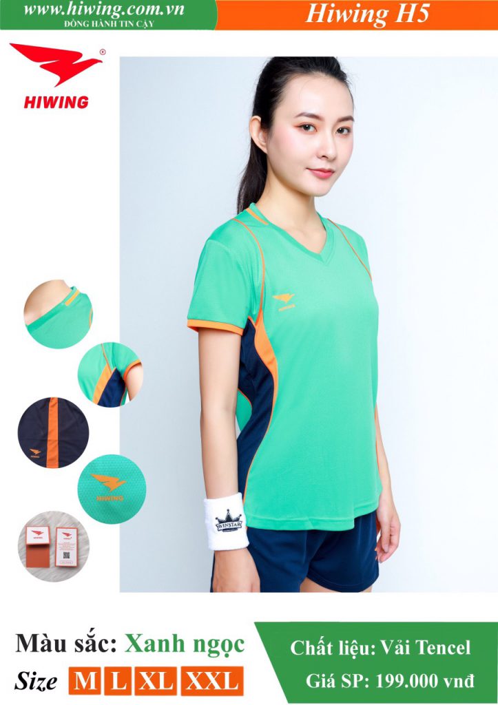 Áo bóng chuyền Nữ Hiwing FIVE – H5 chính hãng màu Xanh ngọc