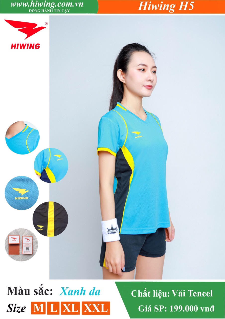 Áo bóng chuyền Nữ Hiwing FIVE - H5 màu Xanh Da