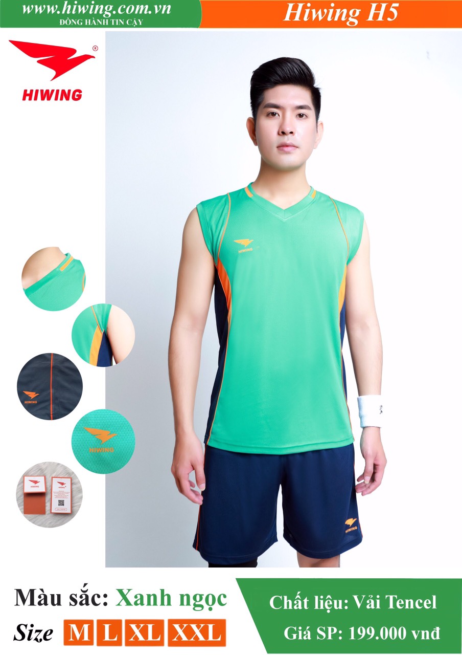 Áo bóng chuyền Nam Hiwing FIVE - H5 màu Xanh Ngọc