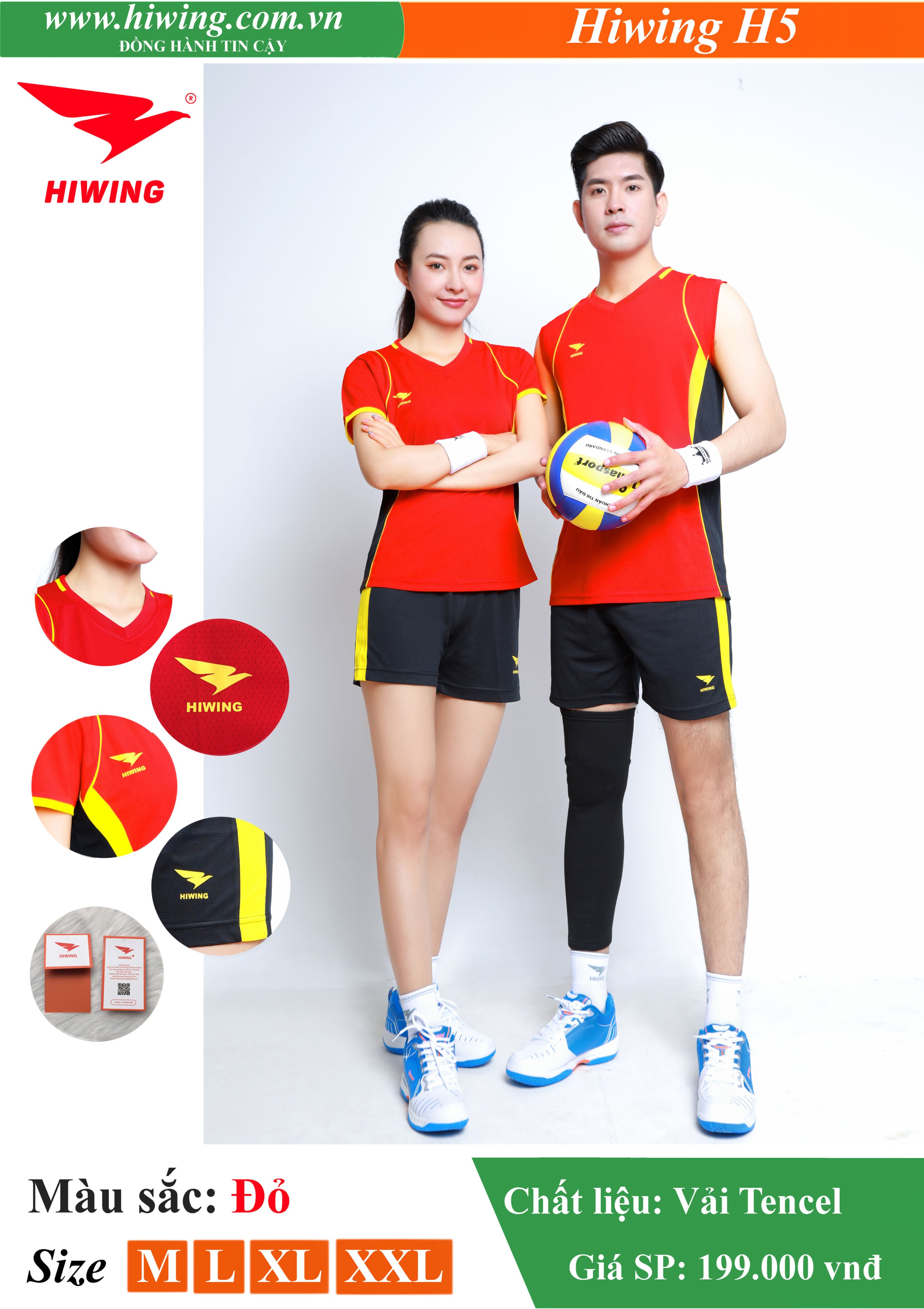 Áo bóng chuyền Nam Hiwing FIVE - H5 màu Đỏ