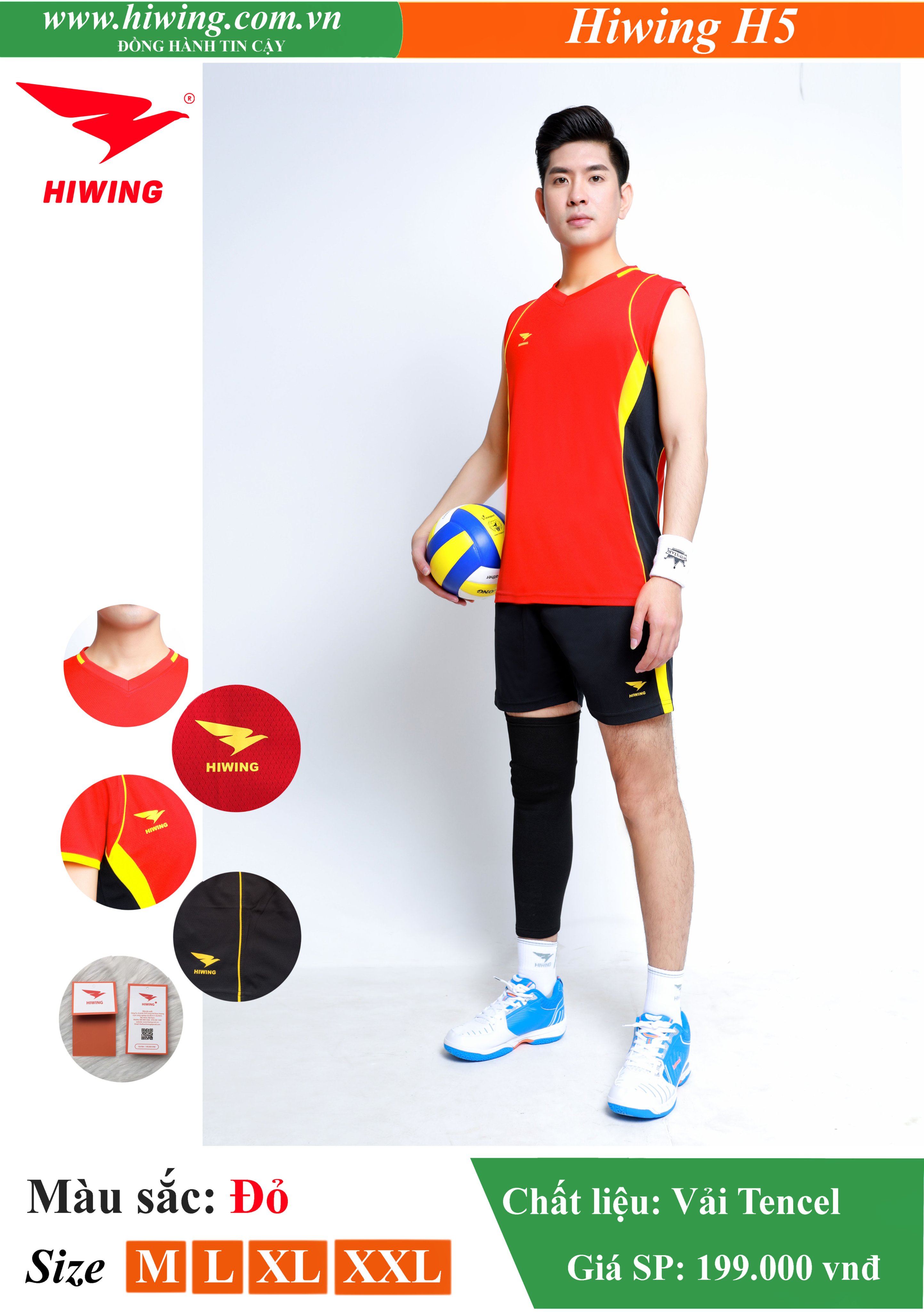 Áo bóng chuyền Nam Hiwing FIVE - H5 màu Đỏ