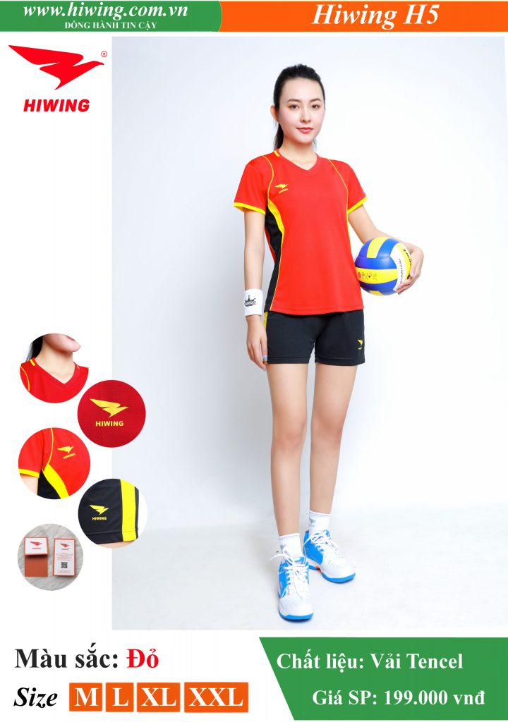 Áo bóng chuyền Nữ Hiwing FIVE – H5 chính hãng màu đỏ