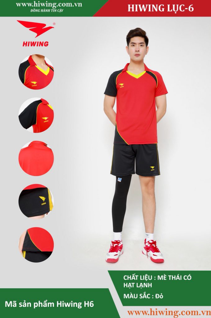 Áo bóng chuyền nam chính hãng HIWING mã H6 màu Đỏ
