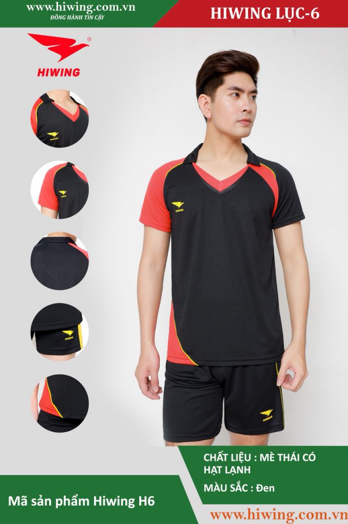 Áo bóng chuyền nam chính hãng HIWING mã H6 màu đen