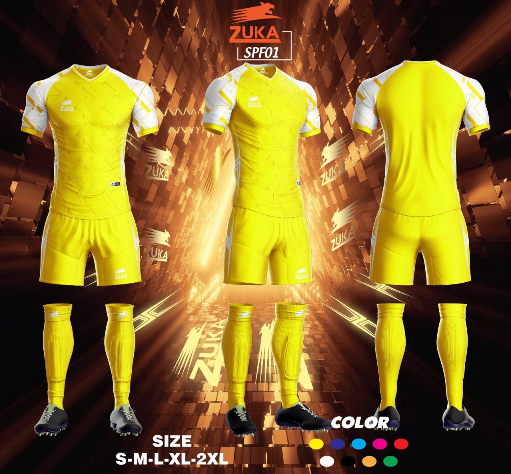 Áo đá bóng không logo Zuka dragon 2022-03 màu vàng