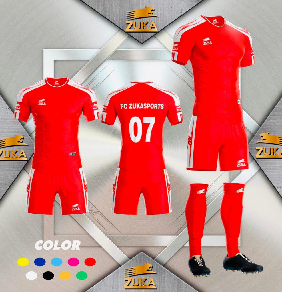 Áo đá bóng không logo Zuka 2022-04 màu đỏ