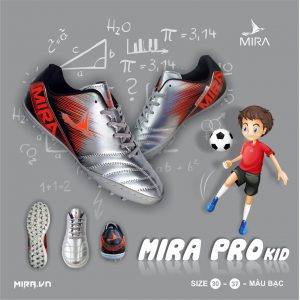 Giày bóng đá trẻ em Mira pro kid màu bạc