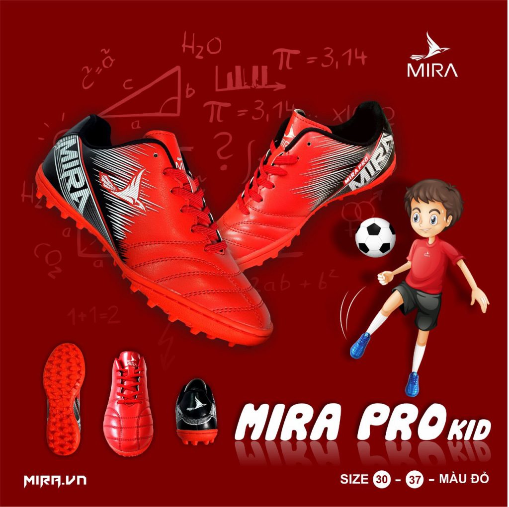 Giày bóng đá trẻ em Mira pro kid màu đỏ