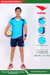 Áo bóng chuyền nam Hiwing seven mã H7 màu xanh da