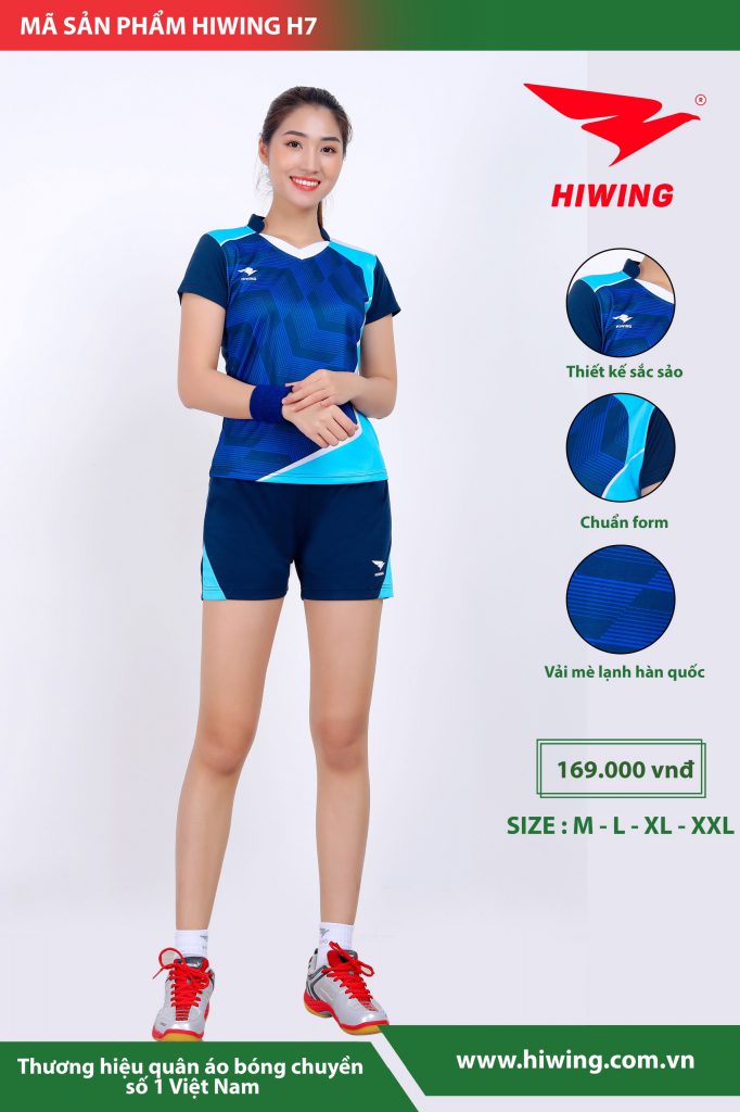 Áo bóng chuyền nữ Hiwing seven mã H7 màu xanh bích