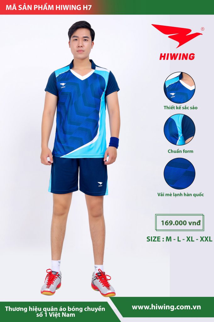 Áo bóng chuyền nam Hiwing seven mã H7 màu xanh bích