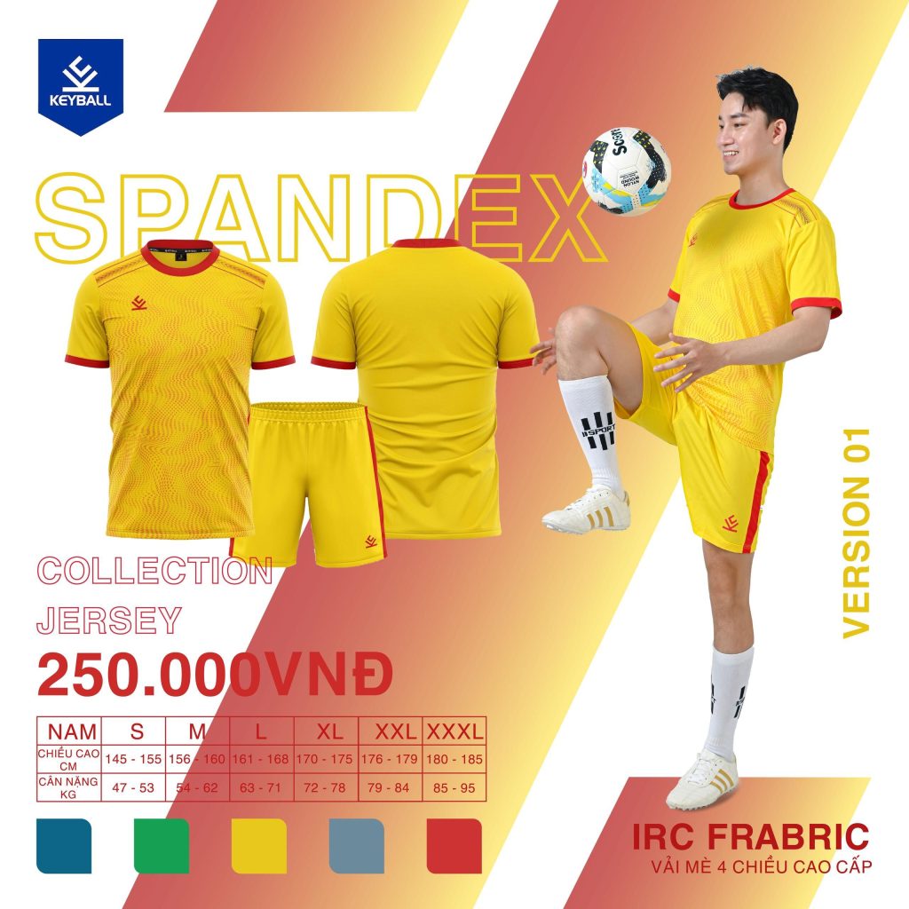 Áo bóng đá Keyball SPANDEX – Vàng